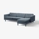 LANDSKRONA 4-seat sofa with chaise longue, Gunnared blue/wood/black
