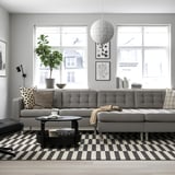LANDSKRONA 4-seat sofa with chaise longues, Grann/Bomstad grey-green/metal