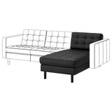 LANDSKRONA Chaise longue, add-on unit, Grann/Bomstad black/wood/black