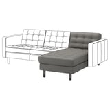 LANDSKRONA Chaise longue, add-on unit, Grann/Bomstad grey-green/wood/black