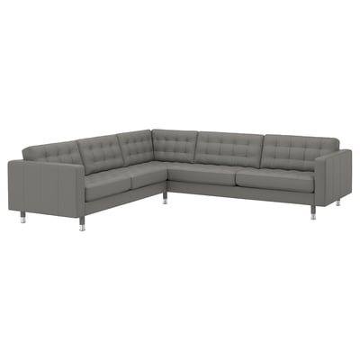 LANDSKRONA Corner sofa, 5-seat, Grann/Bomstad grey-green/metal
