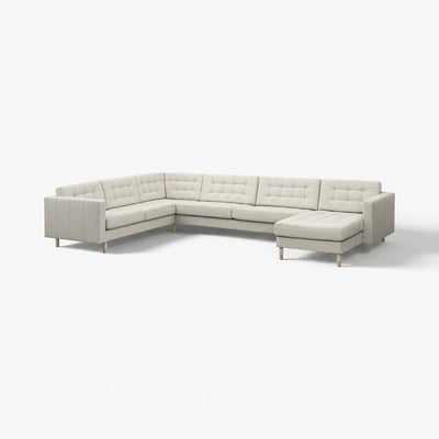 LANDSKRONA Corner sofa, 6-seat, with chaise longue Gunnared/beige wood