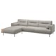 LÅNGARYD 3-seat sofa w chaise longue, left, Lejde/light grey metal