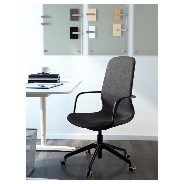 LÅNGFJÄLL Conference chair with armrests, Gunnared dark grey/black