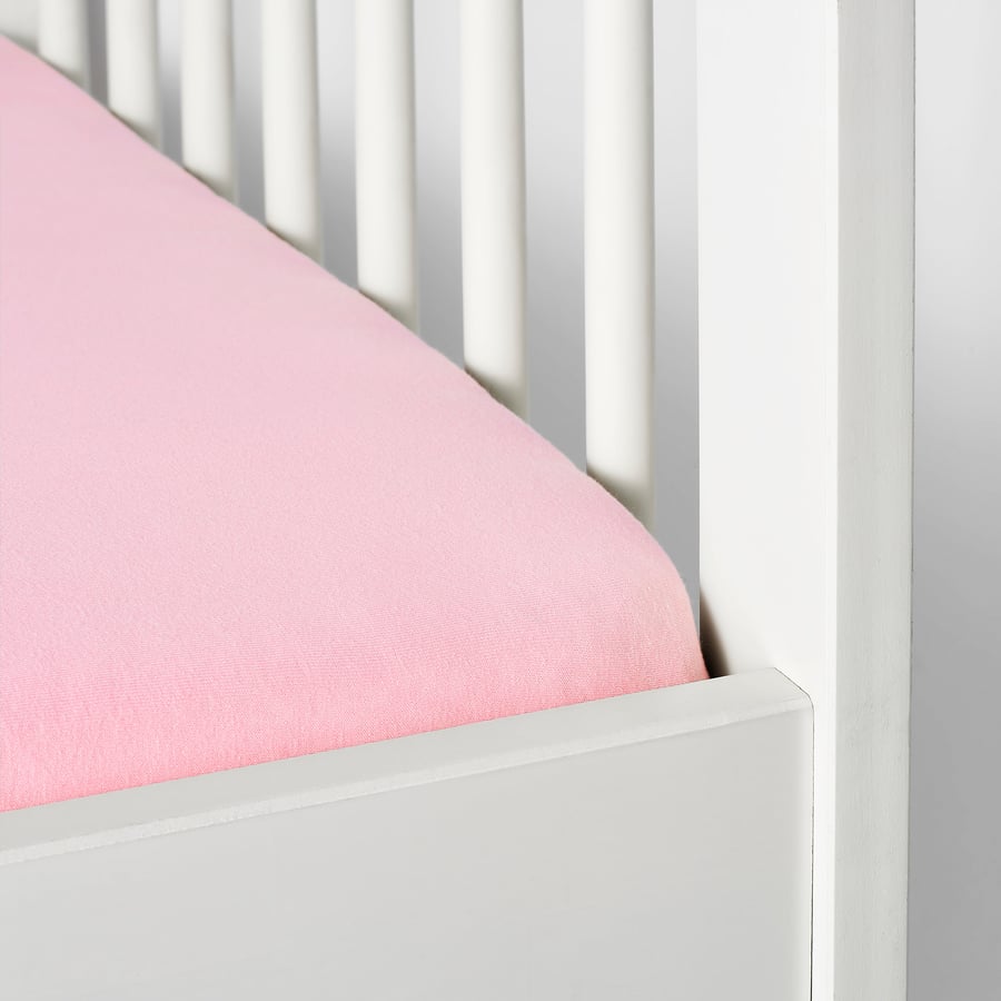 LEN fitted sheet for cot, white/pink, 70x140 cm IKEA Switzerland
