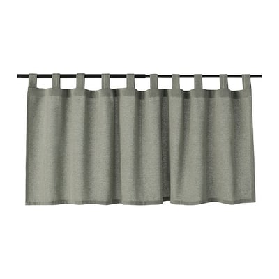 A LENDA grey curtain in tab top design, made from recycled cotton.