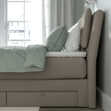LILLFJÄLLET Divan bed with storage, Vågstranda firm/medium firm/Nordberget Tibbleby beige, 160x200 cm