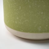 LÖVSKOGSLUND Scented candle in ceramic jar, Apple/bright beige-yellow, 25 hr