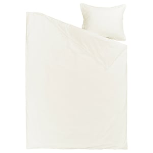 A LUKTVICKER duvet cover set in white with a waffle texture made from soft 100% cotton, designed for comfort.