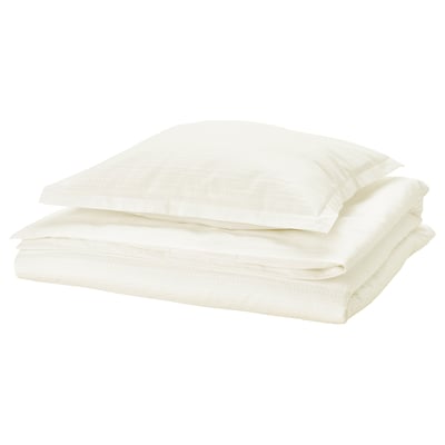 LUKTVICKER Duvet cover and pillowcase, white, 150x200/50x60 cm
