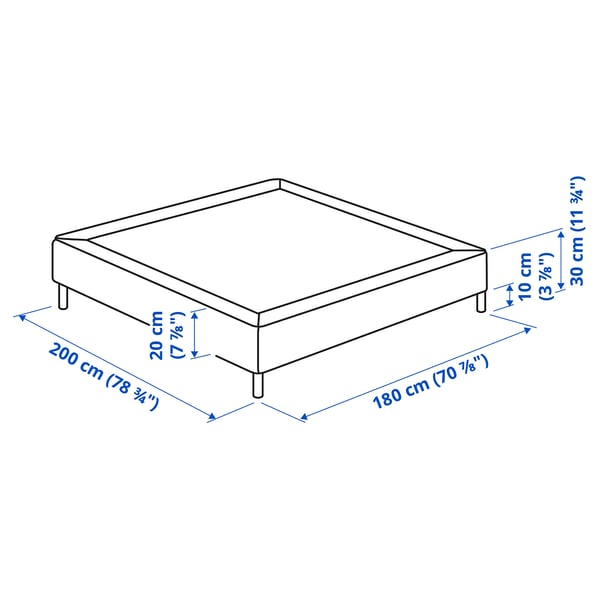 LYNGÖR Spring mattress base, incl leg/white, 180x200 cm