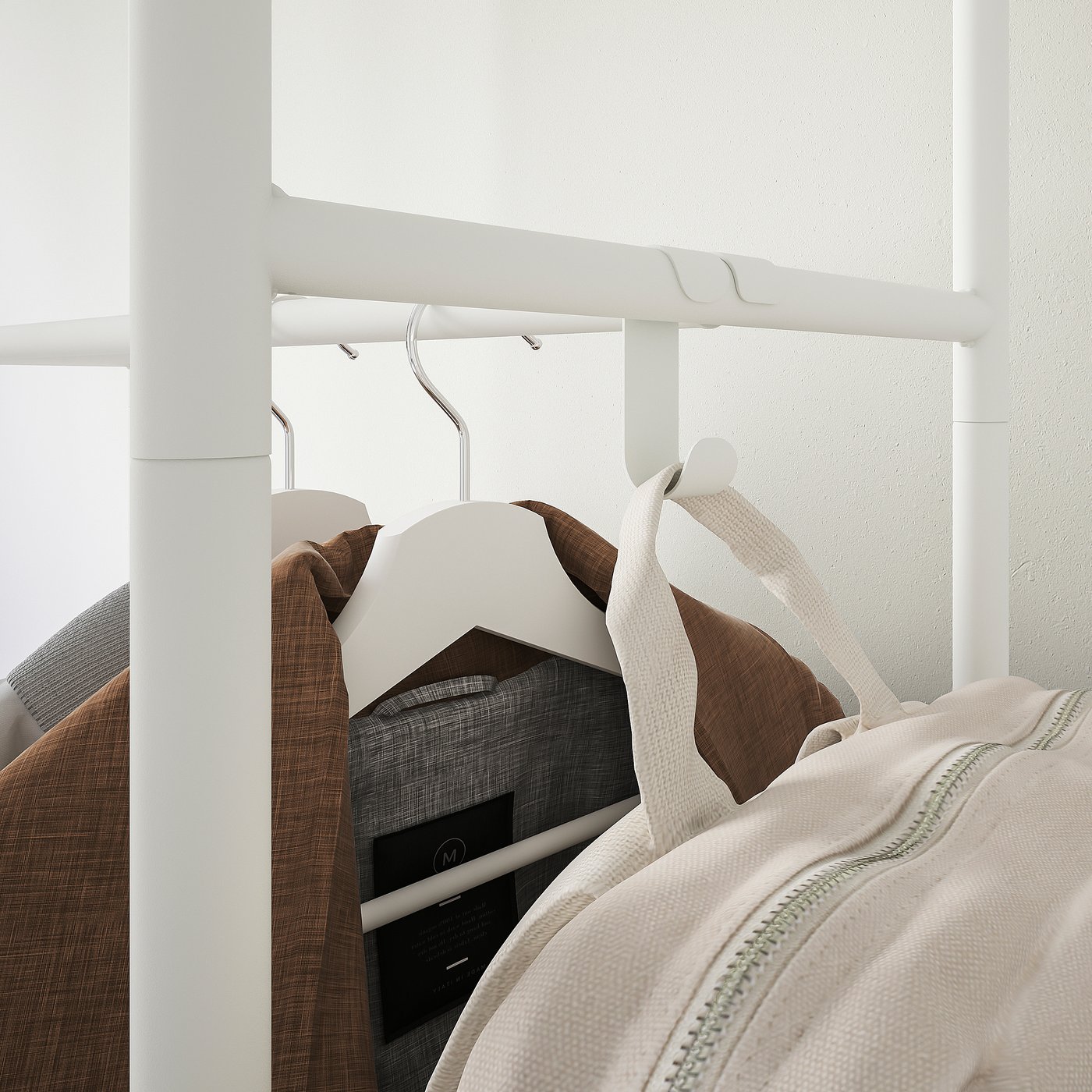 MACKAPÄR coat rack with shoe storage unit, white, 78x32x200 cm