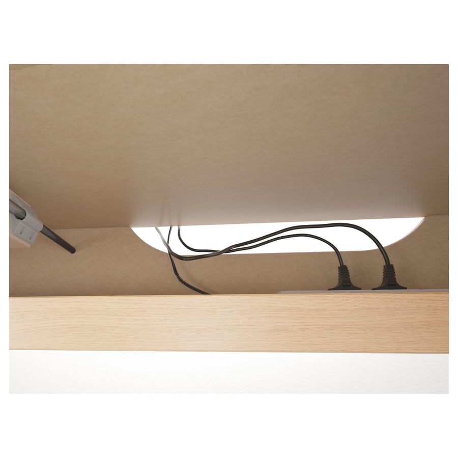 MALM desk with pullout panel, white stained oak veneer, 151x65 cm