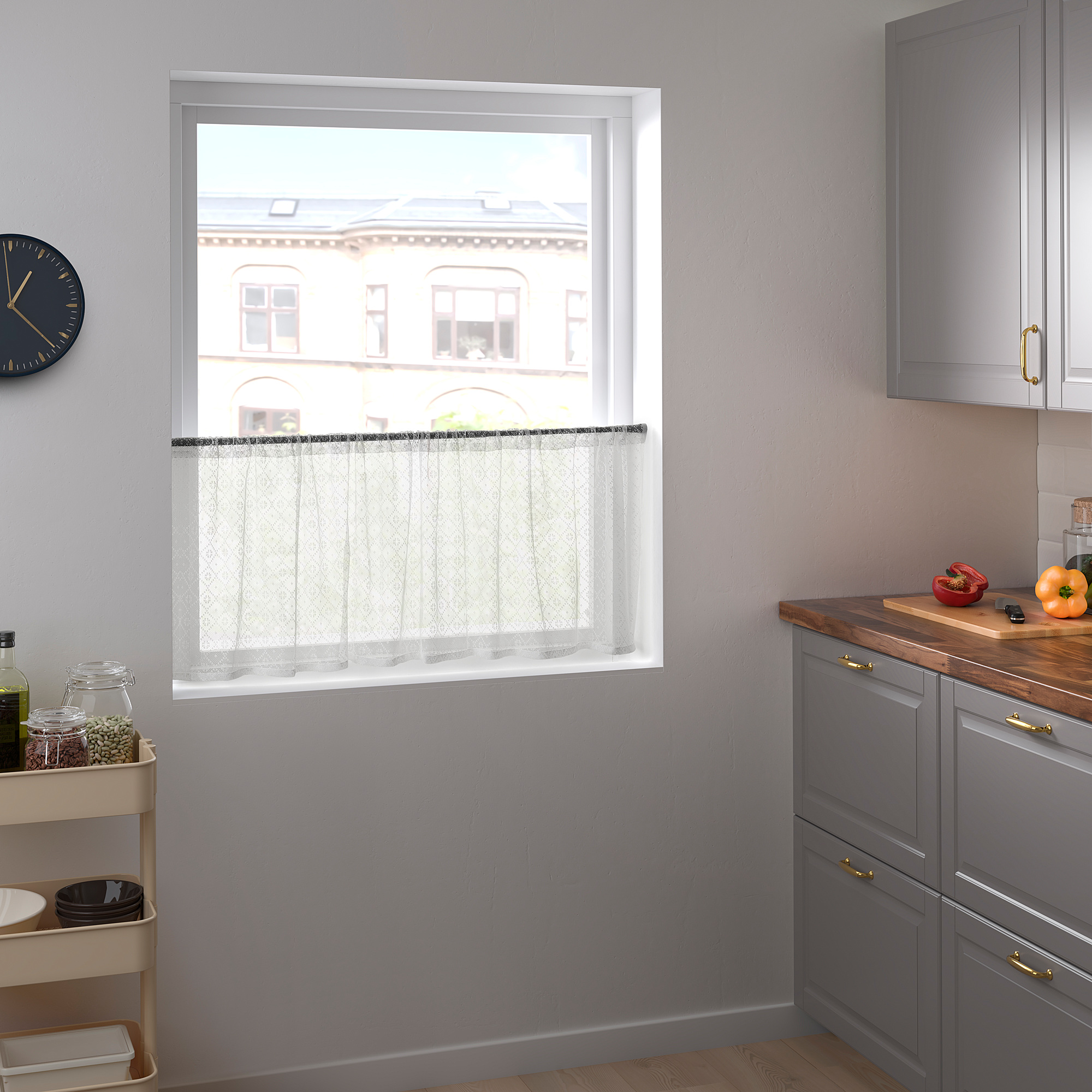 MARIELENA Curtain, white/with rod pocket, 150x50 cm