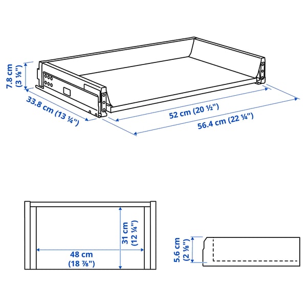 MAXIMERA Drawer, low, white, 60x37 cm