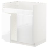METOD Base cab f HAVSEN double bowl sink, white/Voxtorp high-gloss/white, 80x60 cm