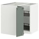 METOD Corner base cabinet with carousel, white/Nickebo matt grey-green, 88x88 cm