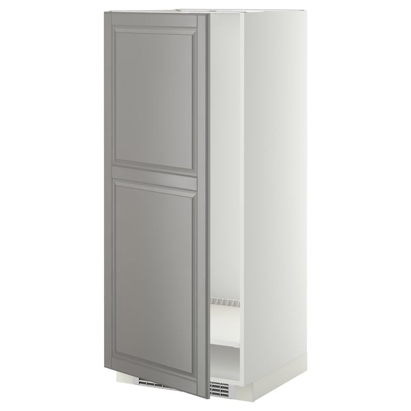 METOD High cabinet for fridge/freezer, white/Bodbyn grey, 60x60x140 cm