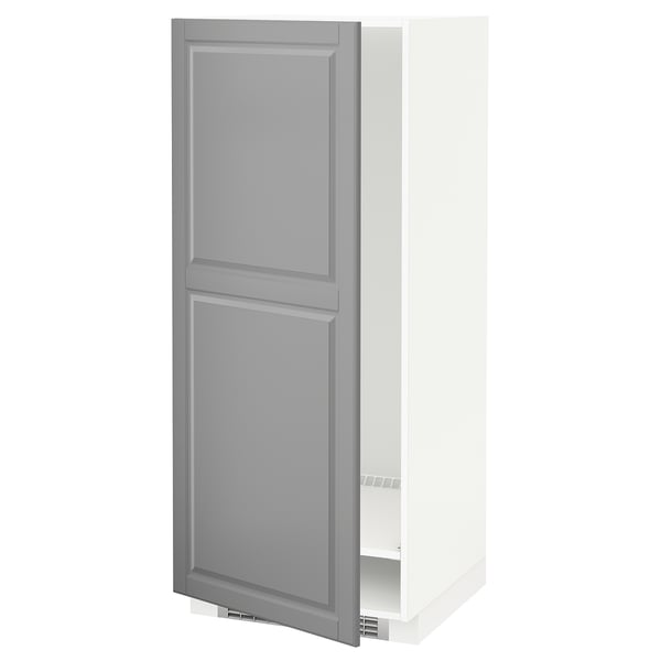 METOD High cabinet for fridge/freezer, white/Bodbyn grey, 60x60x140 cm