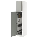 METOD High cabinet with cleaning interior, white/Havstorp light grey, 40x60x200 cm
