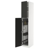 METOD High cabinet with cleaning interior, white/Nickebo matt anthracite, 40x60x220 cm