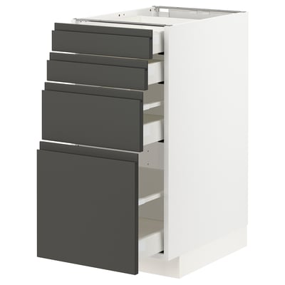METOD / MAXIMERA Base cab 4 frnts/4 drawers, white/Voxtorp dark grey, 40x60 cm