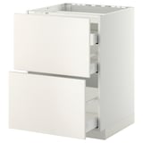 METOD / MAXIMERA Base cab f hob/2 fronts/3 drawers, white/Veddinge white, 60x60 cm