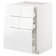 METOD / MAXIMERA Base cab f hob/3 fronts/3 drawers, white/Voxtorp high-gloss/white, 60x60 cm