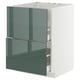 METOD / MAXIMERA Base cab f hob/int extractor w drw, white/Kallarp high-gloss dark grey-green, 60x60 cm