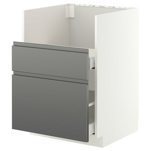 METOD / MAXIMERA Base cab f TALLSJÖN sink, white/Voxtorp stainless steel effect, 60x60 cm