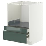METOD / MAXIMERA Base cabinet f combi micro/drawers, white/Kallarp high-gloss dark grey-green, 60x60 cm