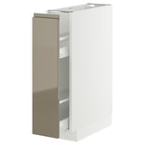 METOD / MAXIMERA Base cabinet/pull-out int fittings, white/Voxtorp high-gloss dark grey-brown, 20x60 cm