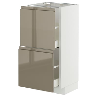 METOD / MAXIMERA Base cabinet with 2 drawers, white/Voxtorp high-gloss dark grey-brown, 40x37 cm