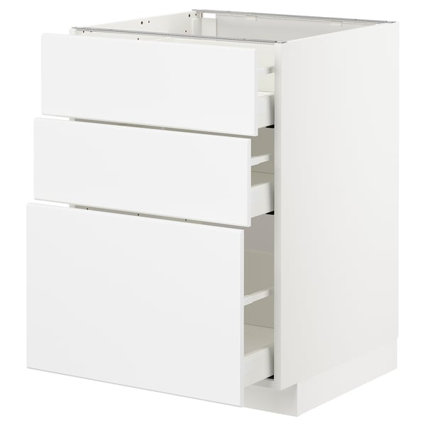 Metod Maximera Base Cabinet With 3 Drawers White Kungsbacka
