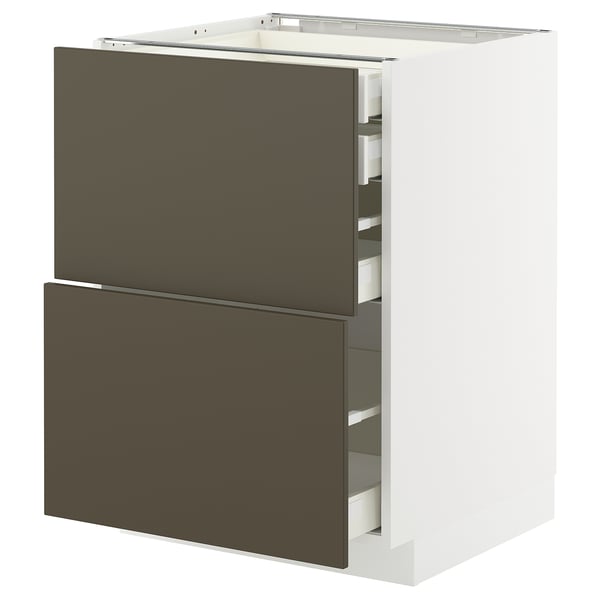 METOD / MAXIMERA Base cb 2 frnts/2 low/1 md/1 hi drw, white/Havstorp brown-beige, 60x60 cm