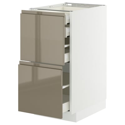 METOD / MAXIMERA Base cb 2 frnts/2 low/1 md/1 hi drw, white/Voxtorp high-gloss dark grey-brown, 40x60 cm