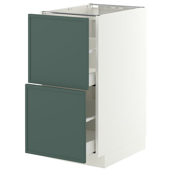 METOD / MAXIMERA Base cb 2 fronts/2 high drawers, white/Aspudden dark grey-green, 40x60 cm