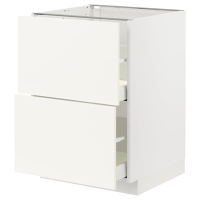 White METOD kitchen cabinet, modern design with two drawers, sleek and minimalist.