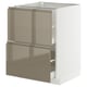 METOD / MAXIMERA Base cb 2 fronts/2 high drawers, white/Voxtorp high-gloss dark grey-brown, 60x60 cm