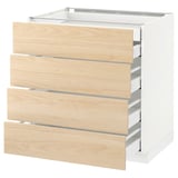 METOD / MAXIMERA Base cb 4 frnts/2 low/3 md drwrs, white/Askersund light ash effect, 80x60 cm