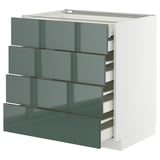 METOD / MAXIMERA Base cb 4 frnts/2 low/3 md drwrs, white/Kallarp high-gloss dark grey-green, 80x60 cm