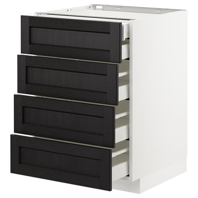 METOD / MAXIMERA Base cb 4 frnts/2 low/3 md drwrs, white/Lerhyttan black stained, 60x60 cm