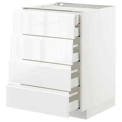 METOD / MAXIMERA Base cb 4 frnts/2 low/3 md drwrs, white/Voxtorp high-gloss/white, 60x60 cm
