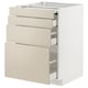 METOD kitchen unit with beige drawers, white frame, four drawers.