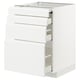 METOD / MAXIMERA Bc w pull-out work surface/3drw, white/Voxtorp high-gloss/white, 60x60 cm