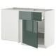 METOD / MAXIMERA Corner base cab w drawer and shelf, white/Kallarp high-gloss dark grey-green, 128x68 cm