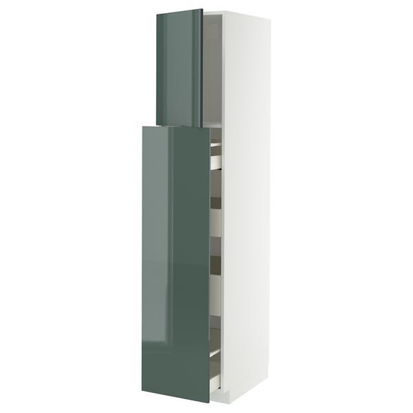 METOD / MAXIMERA Hc w p-o func 1dr/4drw, white/Kallarp high-gloss dark grey-green, 40x60x200 cm
