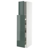 METOD / MAXIMERA Hc w p-o func 1dr/4drw, white/Kallarp high-gloss dark grey-green, 40x60x200 cm