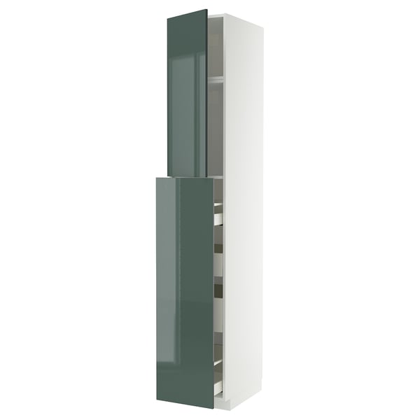 METOD / MAXIMERA Hc w p-o func 1dr/4drw, white/Kallarp high-gloss dark grey-green, 40x60x240 cm