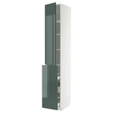 METOD / MAXIMERA Hc w p-o func 3drw/1dr/2shlv, white/Kallarp high-gloss dark grey-green, 40x60x240 cm